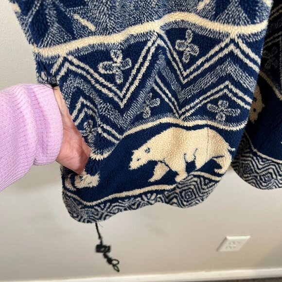 Vintage TeePee Fleece Vest Mens Size Large Polar Bears Blue Cozy Novelty Print - Picture 6 of 8